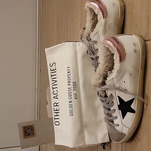 Golden Goose White and Pink W/ Black Star Sneakers. Size 40. BIG PRICE DROP!!!