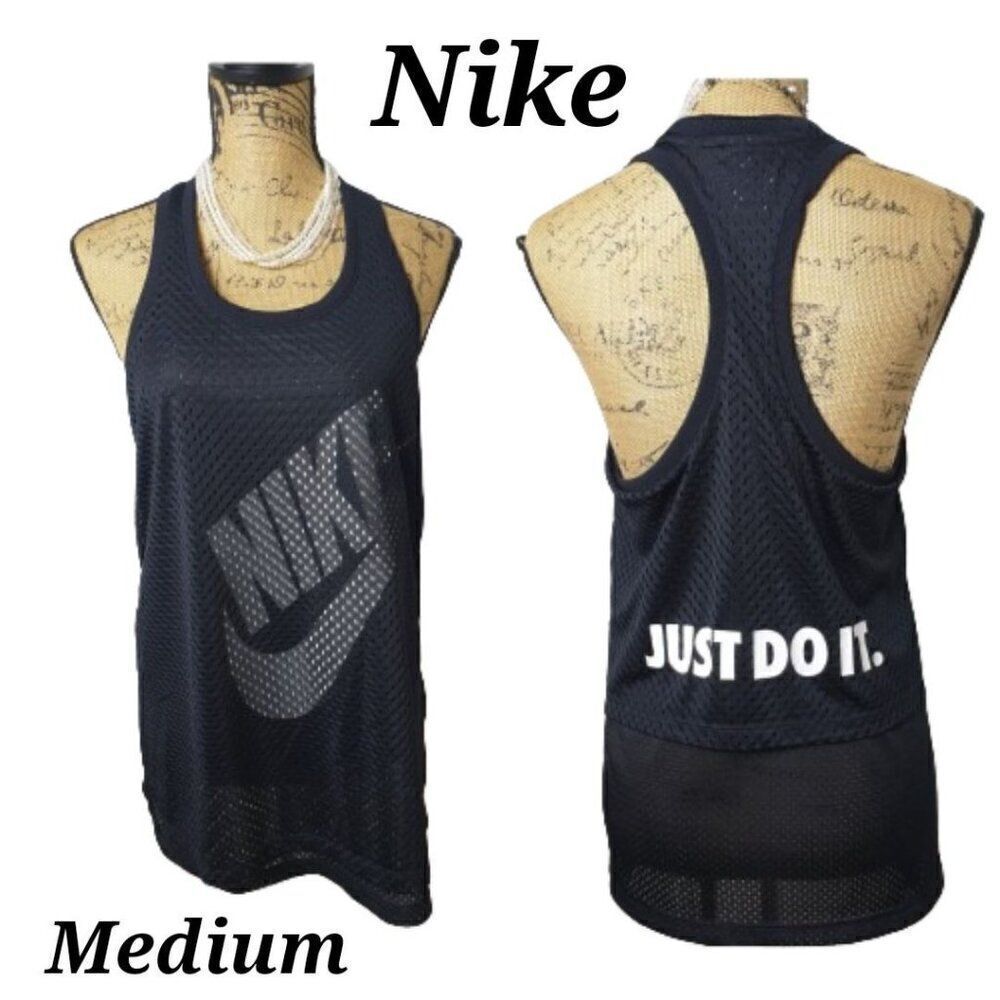 Nike Women's Mesh Tank Top M Double Layer Training Vintage Racerback M