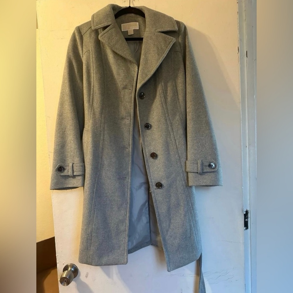 Michael Kors Women’s Gray Wool Blend Coat. #trenchcoats#fall#michaelkors#winter