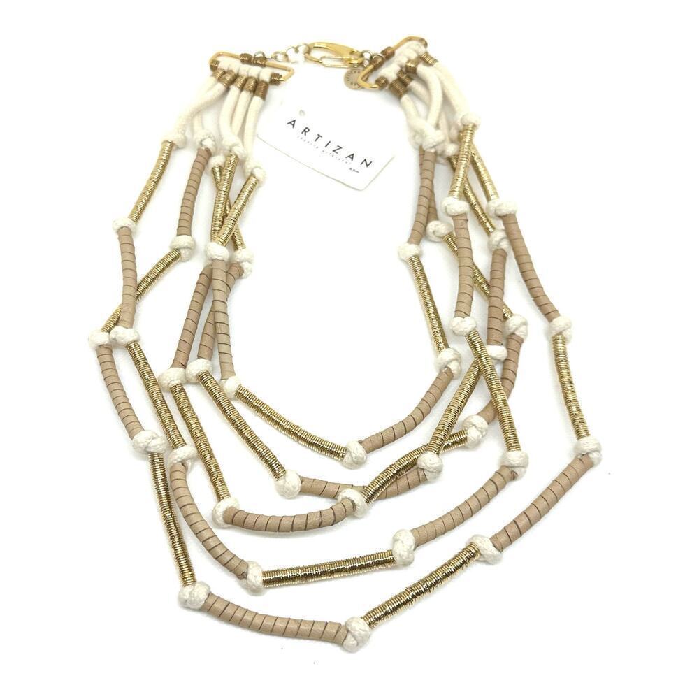 ARTIZAN Joyeria Artesenal by Keren Leather Wire Rope Boho Layered Bib Necklace