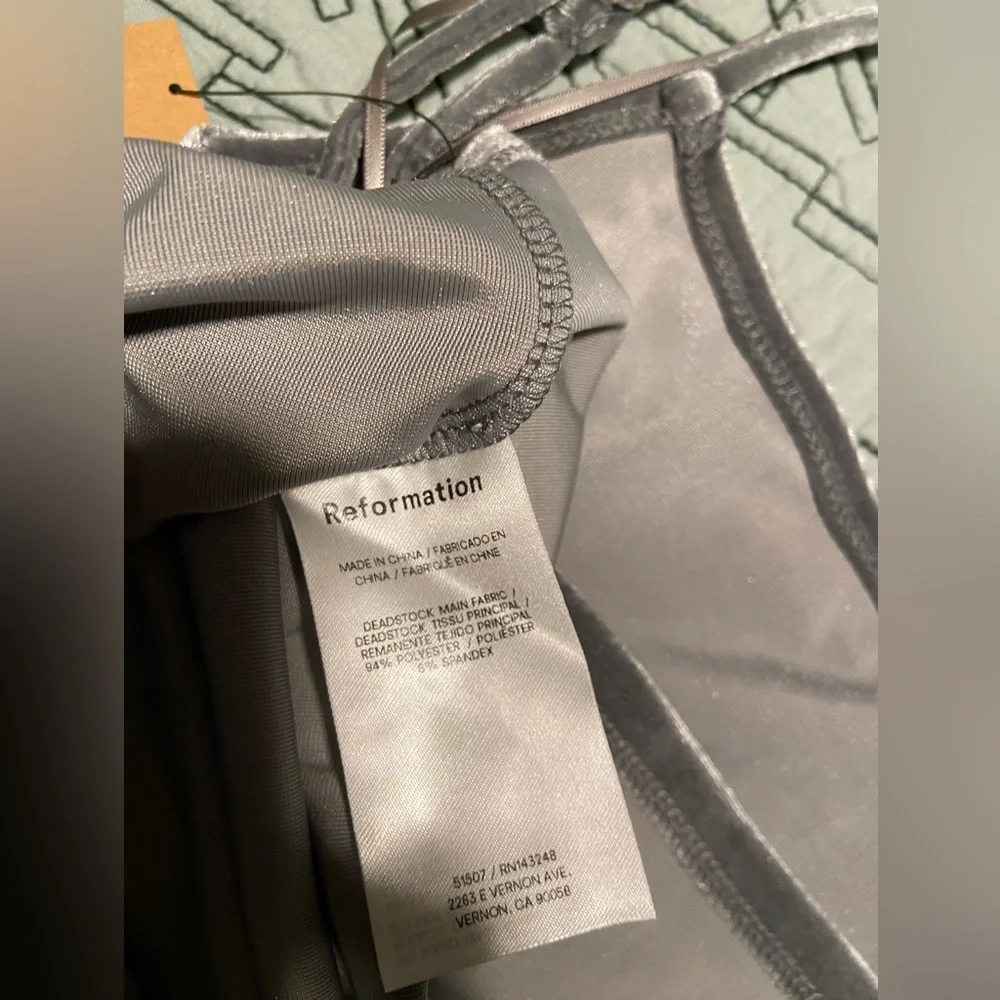 Reformation Merle Silver Velvet Dress NWT - Picture 5 of 5