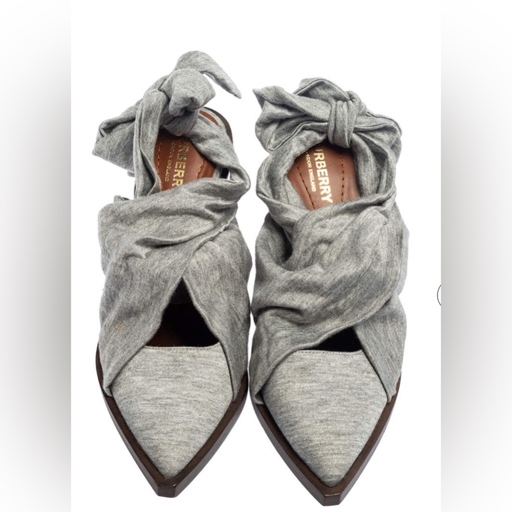 Burberry Gray fabric Tillington ankle tie pointed toe