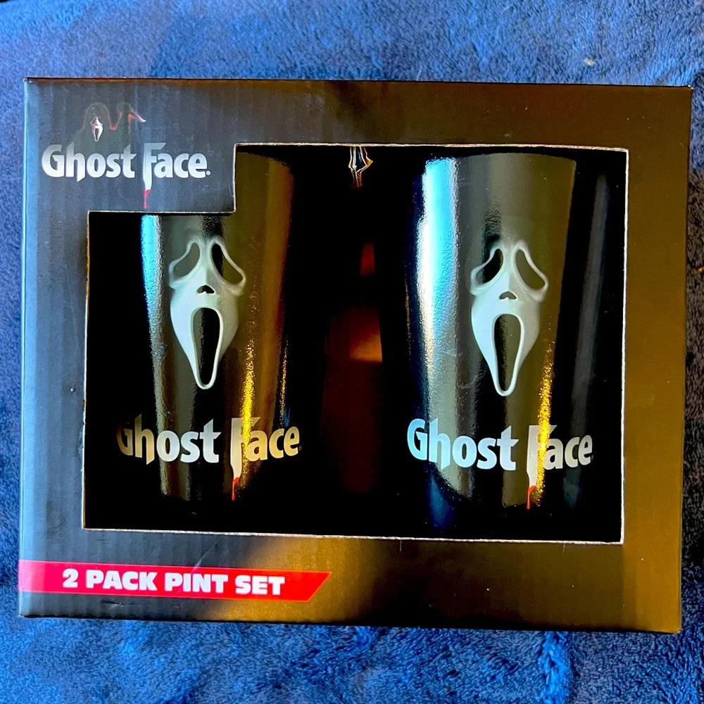 Ghost Face 2 pack pint glass set The Icon of Halloween new in box