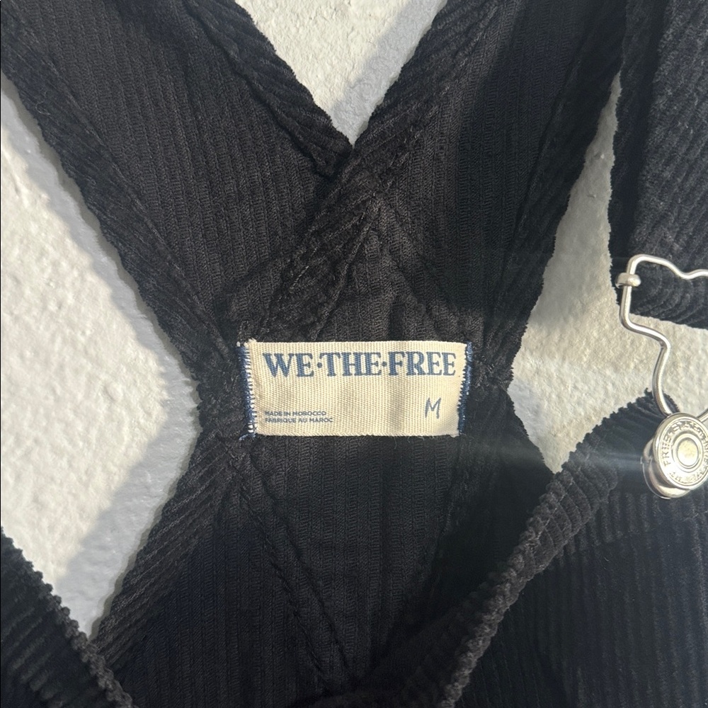Free People We The Free Black Corduroy Ziggy Overalls Shortall Size M - Picture 6 of 7