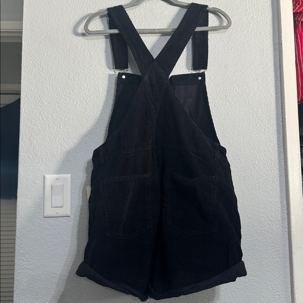 Free People We The Free Black Corduroy Ziggy Overalls Shortall Size M - Picture 7 of 7