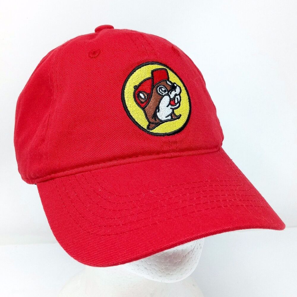 Buc-ee's Hat Cap Beaver Logo Texas Gas Station Red Adjustable Strapback