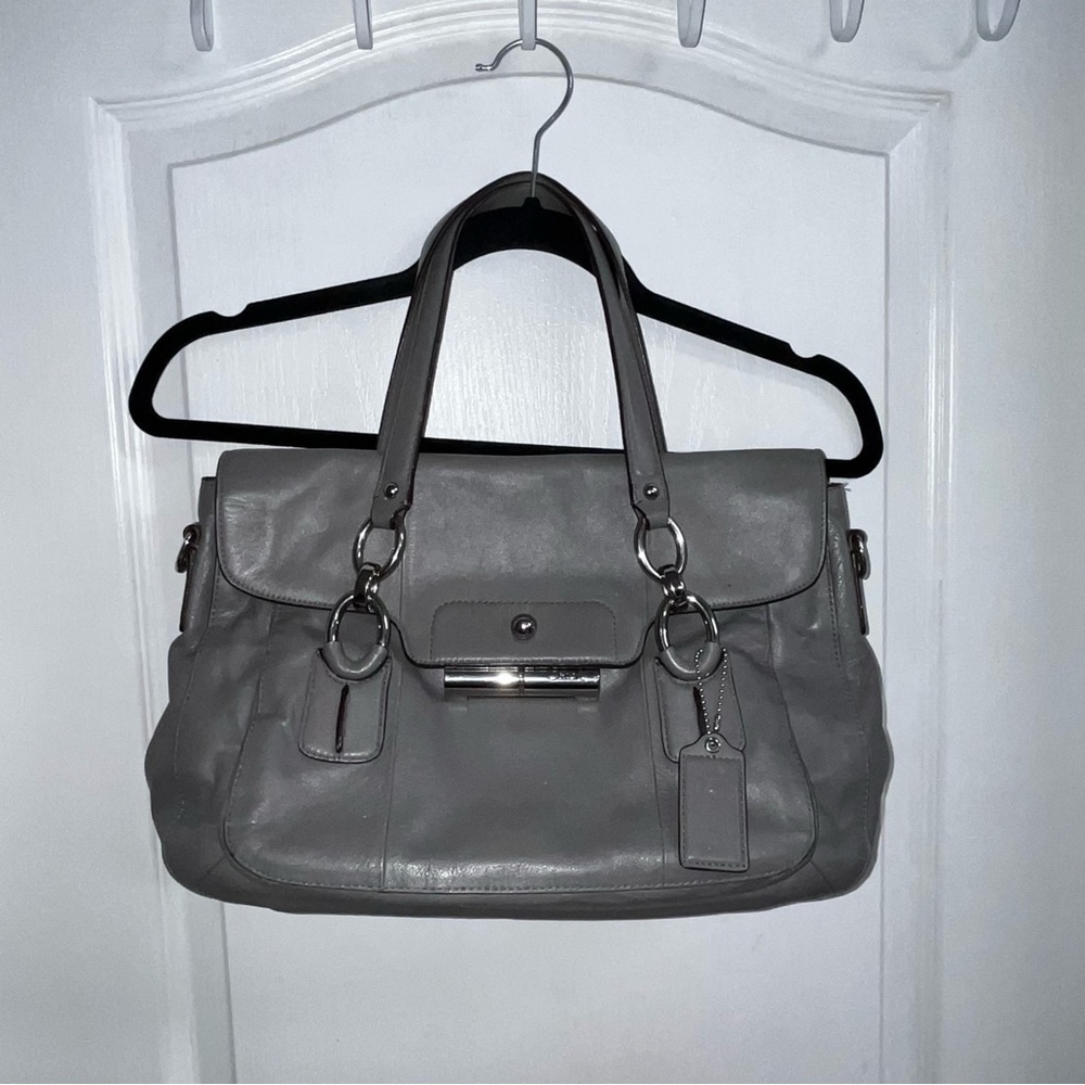 Coach Gray Poppy Kristin Leather Satchel - Picture 2 of 11