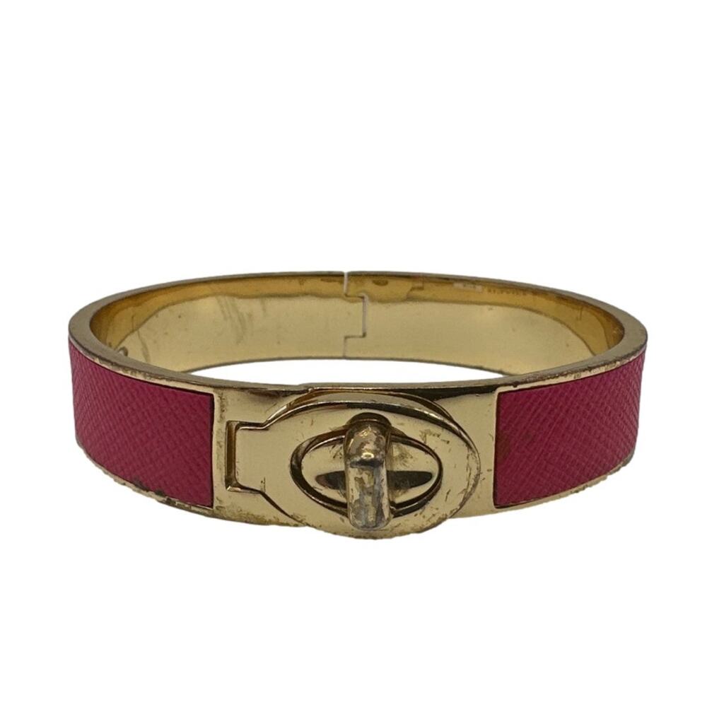 COACH Leather Turn Lock Hinges Bangle Bracelet - Picture 2 of 8