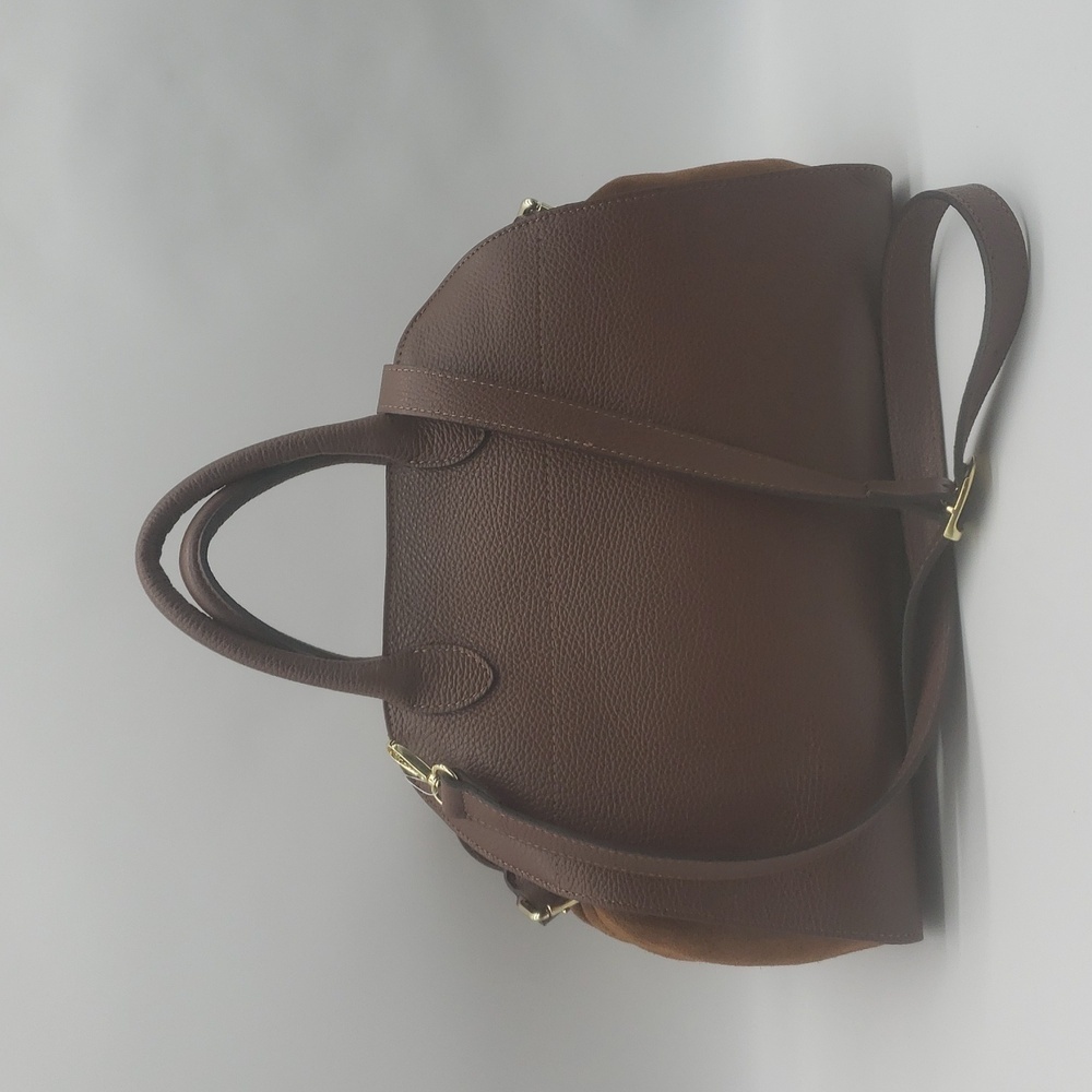 2047- Anna Paola Genuine Leather Brown Handbag Made In Italy NWT - Picture 7 of 12