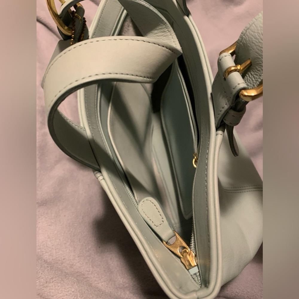 VTG NWOT Coach Waverly Tote Leather Handbag w/Zip-Top Closure Seafoam Green - Picture 8 of 14