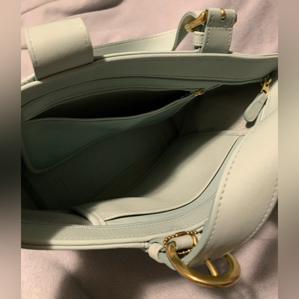 VTG NWOT Coach Waverly Tote Leather Handbag w/Zip-Top Closure Seafoam Green - Picture 9 of 14