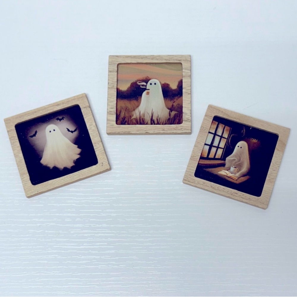 New magnets! Target Bullseye Playground Full Set of 3 Ghost Art Wooden Magnets