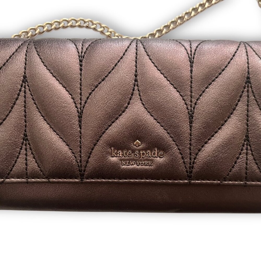 Kate Spade Briar Lane Quilted Metallic Wallet on Chain - Picture 3 of 8