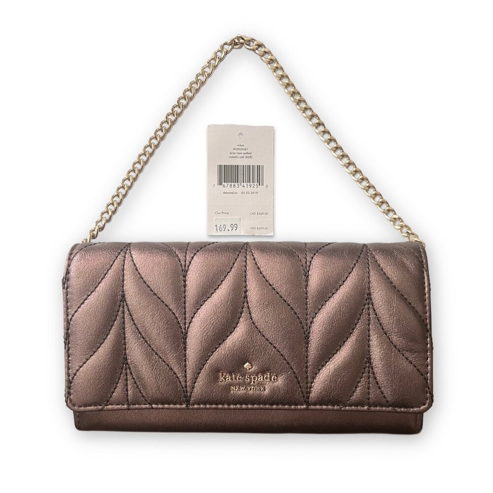 Kate Spade Briar Lane Quilted Metallic Wallet on Chain - Picture 2 of 8