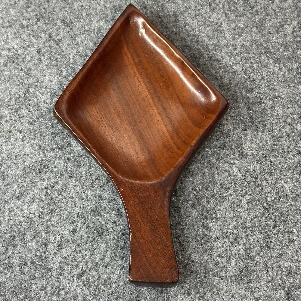 Vintage Mid Century Mahogany Wooden Utensil Spatula Holder/Trinket Tray Handmade
