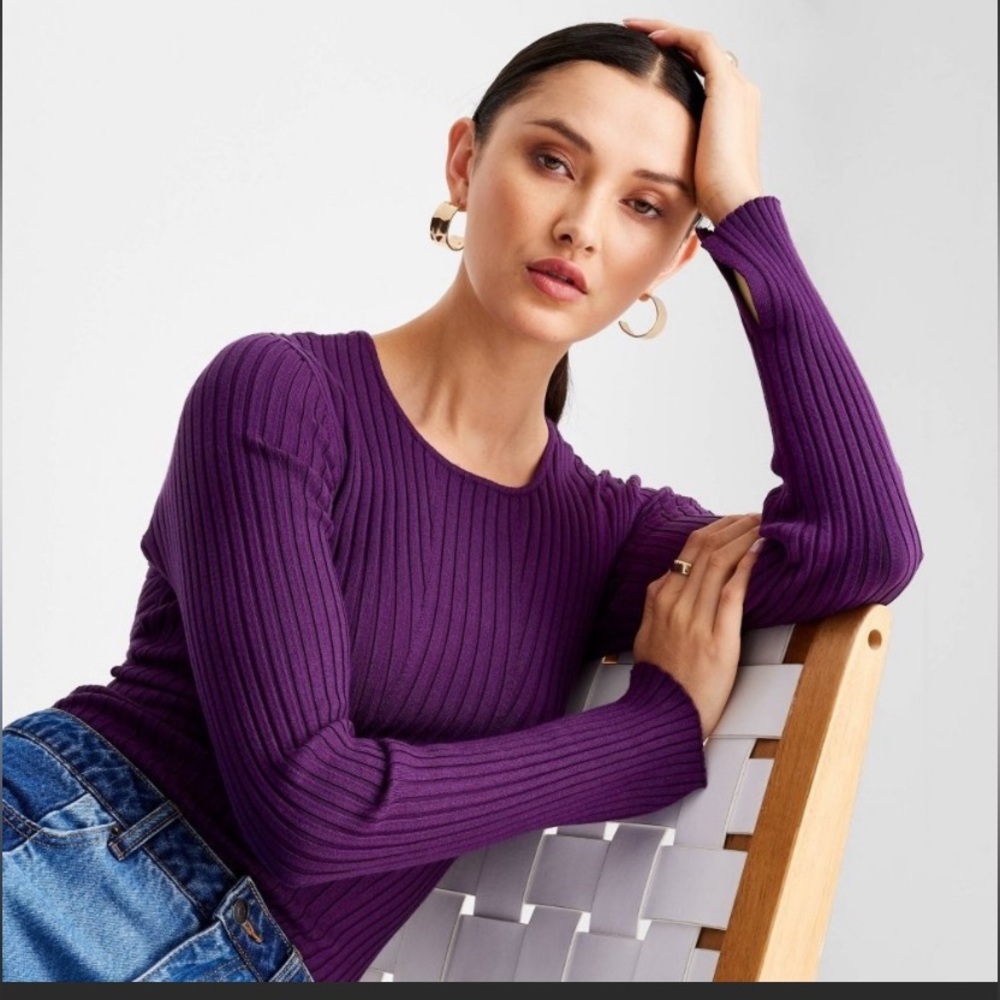 🔮 FUTURE COLLECTIVE Purple Open Back Twist Pullover Knit Sweater Jumper | XS