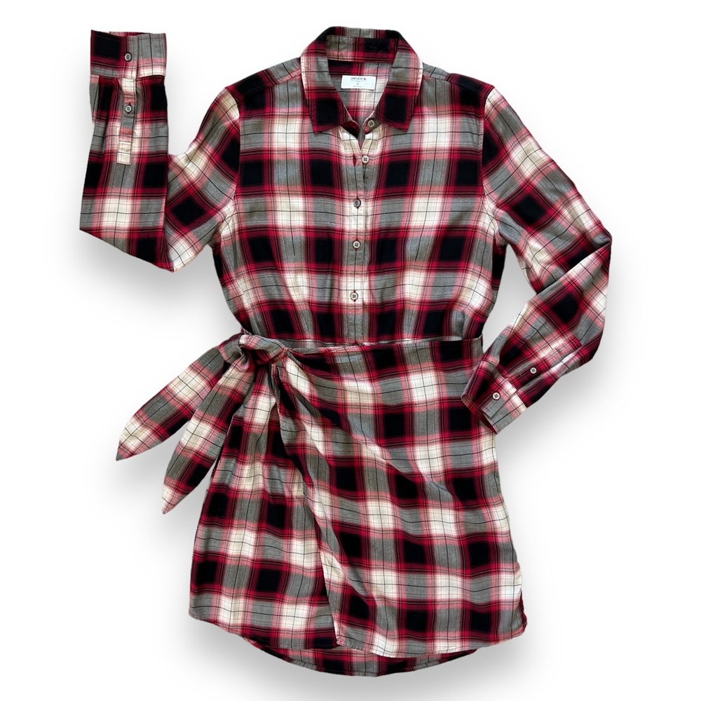 UNTUCKIt Plaid Rachel Wrap Dress in Red and Black Plaid, Size XS - Picture 3 of 15
