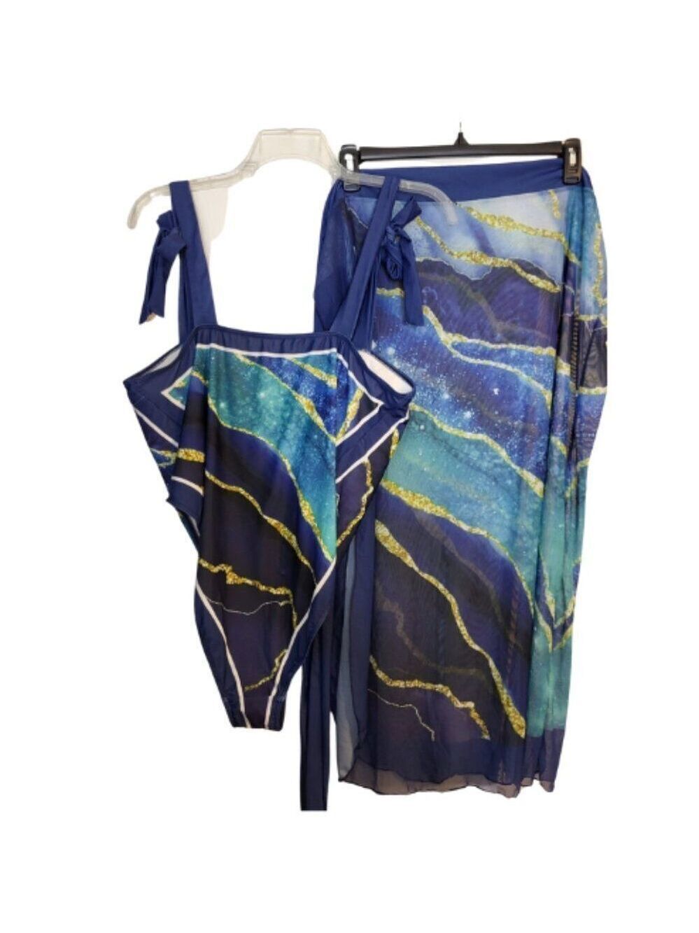 Pllus Size Womens 1 piece swim suite with wrap   rj062225-H