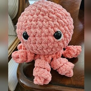 Chunky Crochet Octopus Pink Ultra Soft Plush Handmade 7 Inch