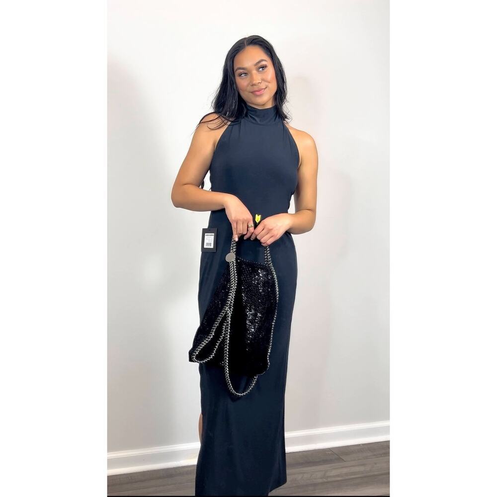 STELLA MCCARTNEY Sequin Small Flabella Tote in Black/Silver Chain Strap Elegant - Picture 3 of 6