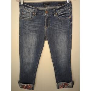 Dear John embroidered floral denim playback cuffed straight leg jeans 27
