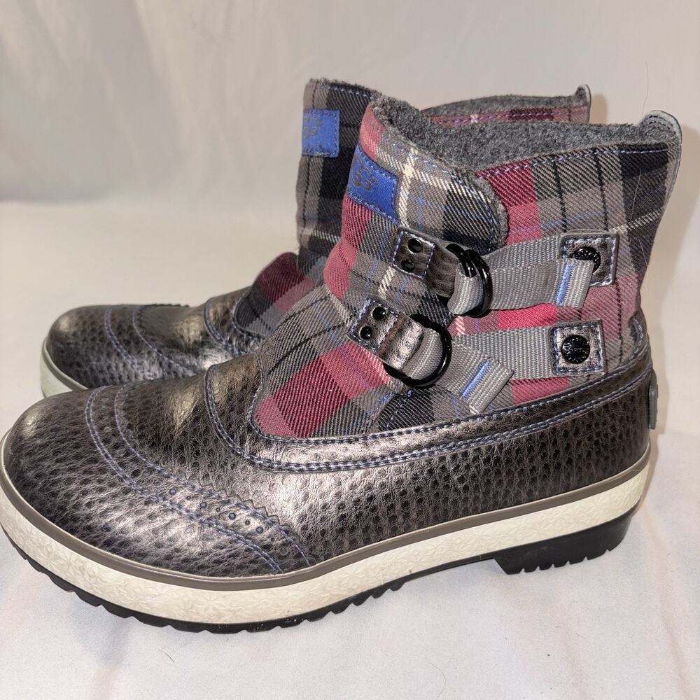 Uggs Marrais Winter Plaid Wool Lined Boots Size 7 Slip On EUC