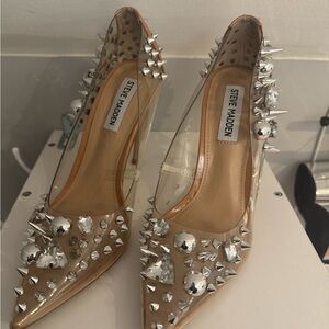 Steve Madden Metallic and Nude Studded Heels