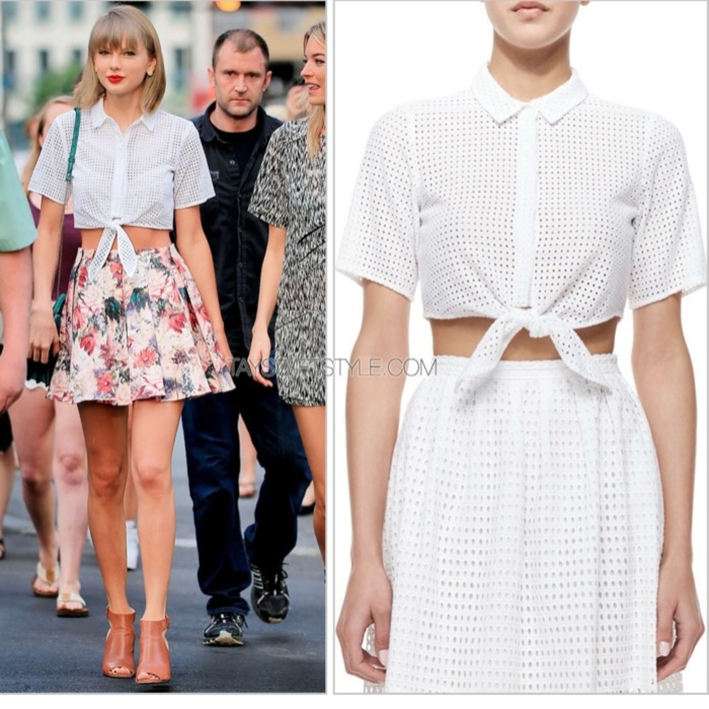 Michael Kors circle eyelet tie front blouse