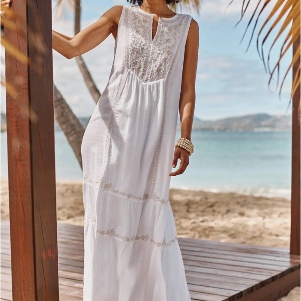 J. Jill Whitebarly Maxi Dress Sz S