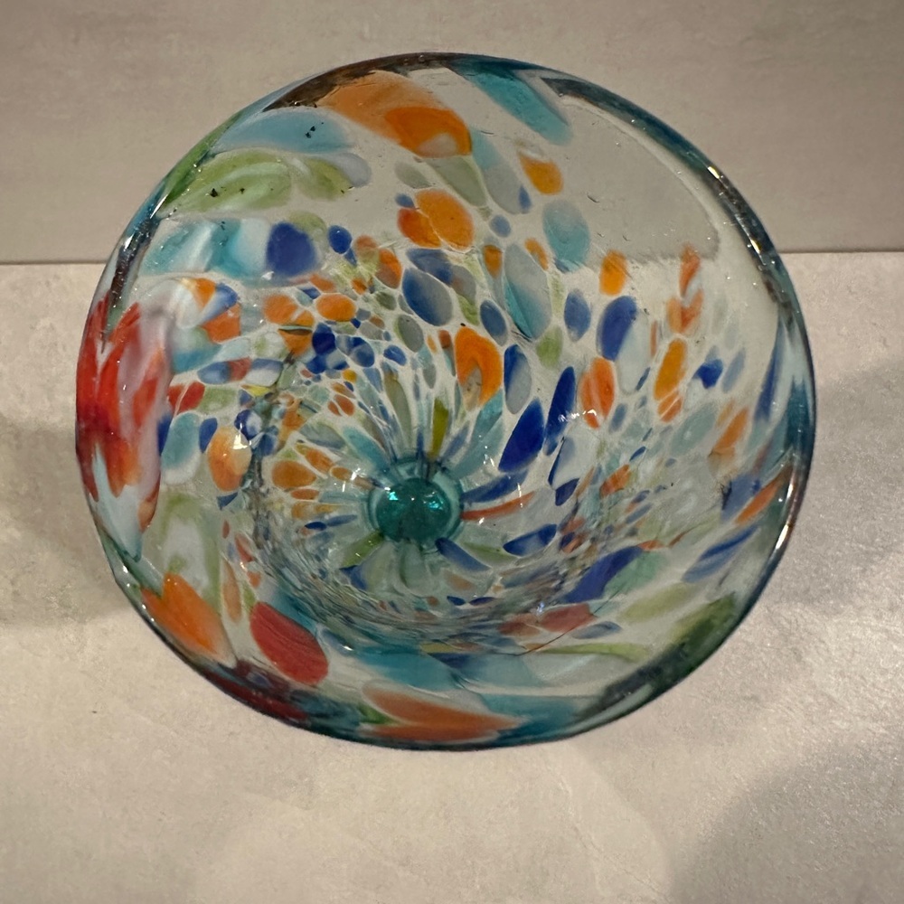 Hand Blown MEXICAN colorful WINE Glass Water GOBLET 8.5” - Picture 3 of 6