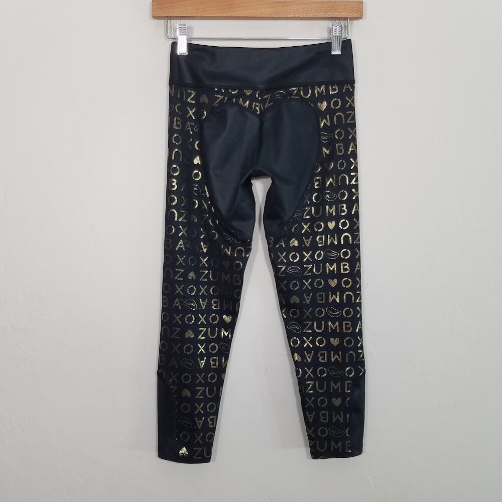 Zumba Fitness Crop Legging Black/Gold Size XS
