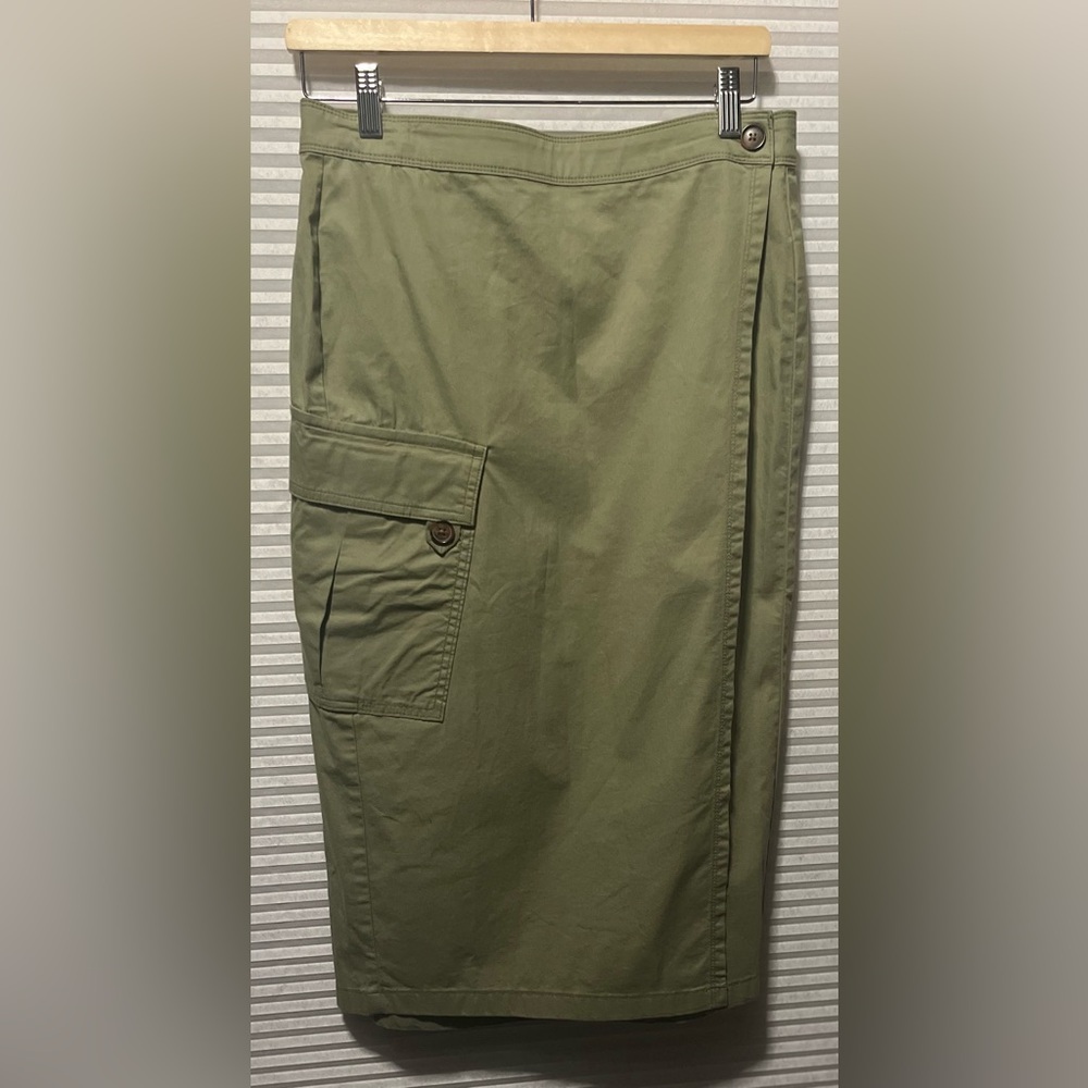 Sanctuary Women Utility Cargo Wrap Skirt Green A Line Size L Waist 30 Length 28