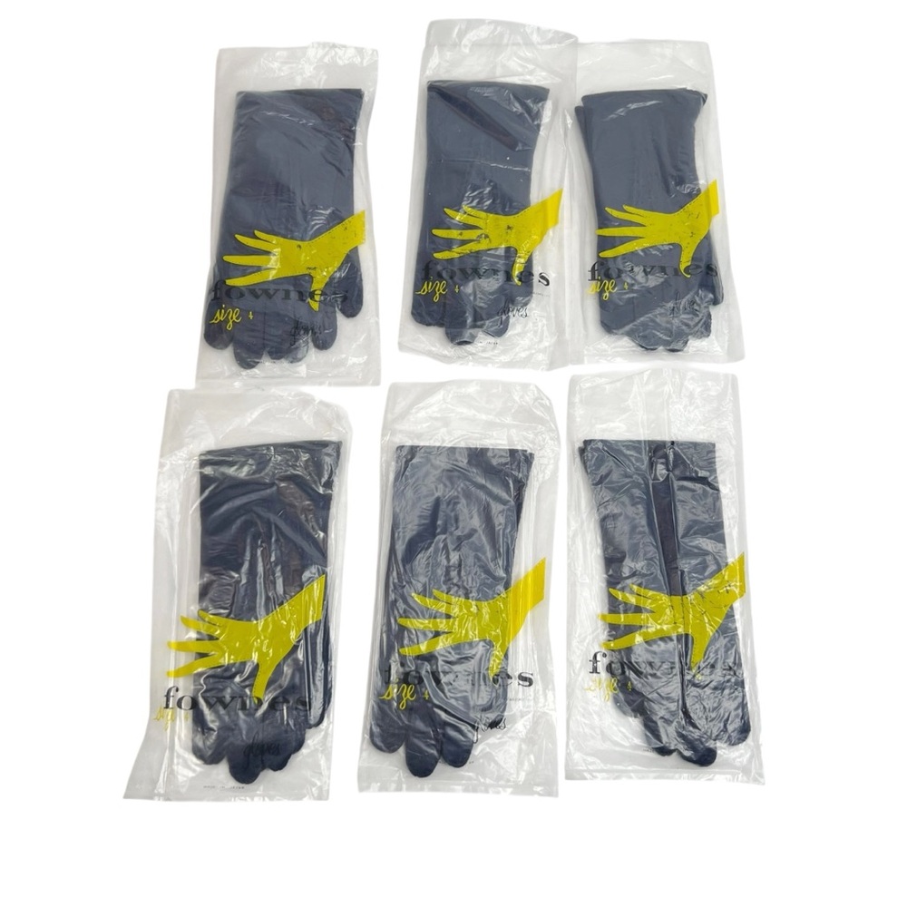 Lot of 6 Vintage Fownes Girls Navy Blue 100% Cotton Gloves Everyday Size 4
