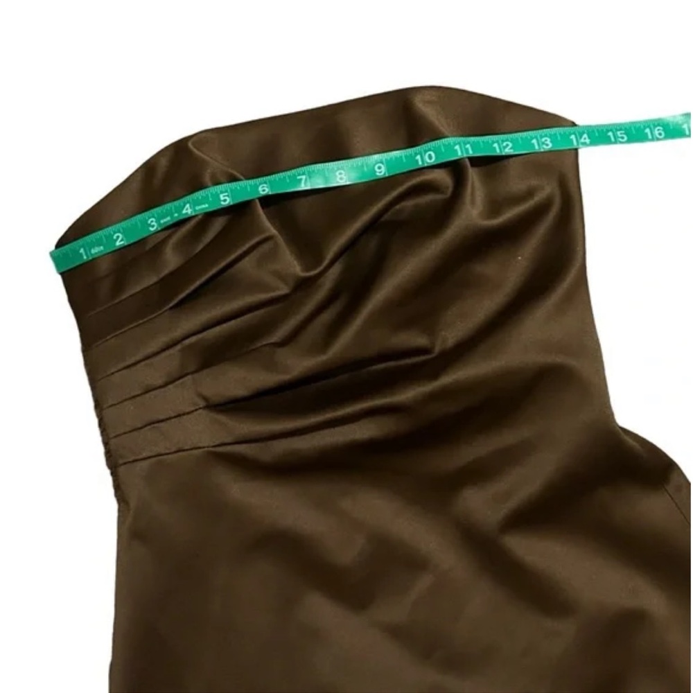 JS BOUTIQUE Brown Satin Strapless A-Line Midi Dress 2 - Picture 7 of 12