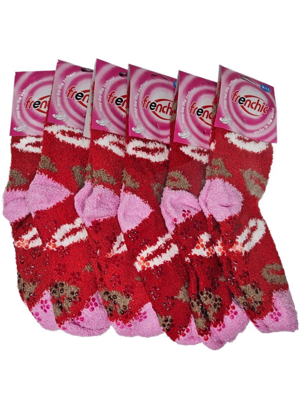 Women Fuzzy Slipper Socks Soft Cozy Non-Slip House Grips Socks, Size 9-11 6-Pack