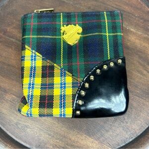 MAC Noble Knights Collection Plaid Coin Purse Makeup Cosmetics Bag