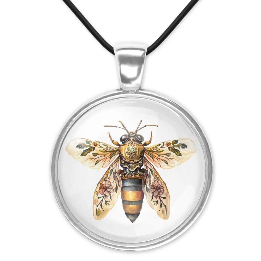Elegant Silver Bee Pendant Necklace 1 Inch