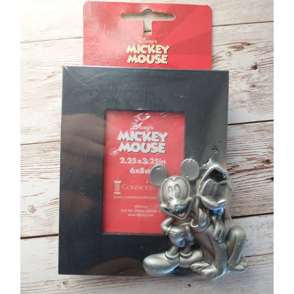 Disney Mickey Mouse Pluto Picture Frame New 2001 Collectible 3D Black Pewter