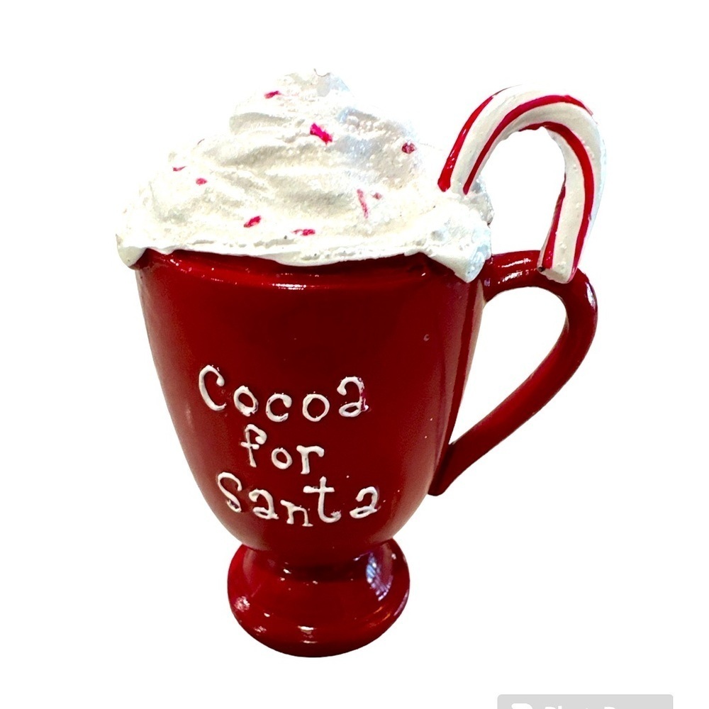 Cocoa for Santa mug with candy cane Christmas ornament