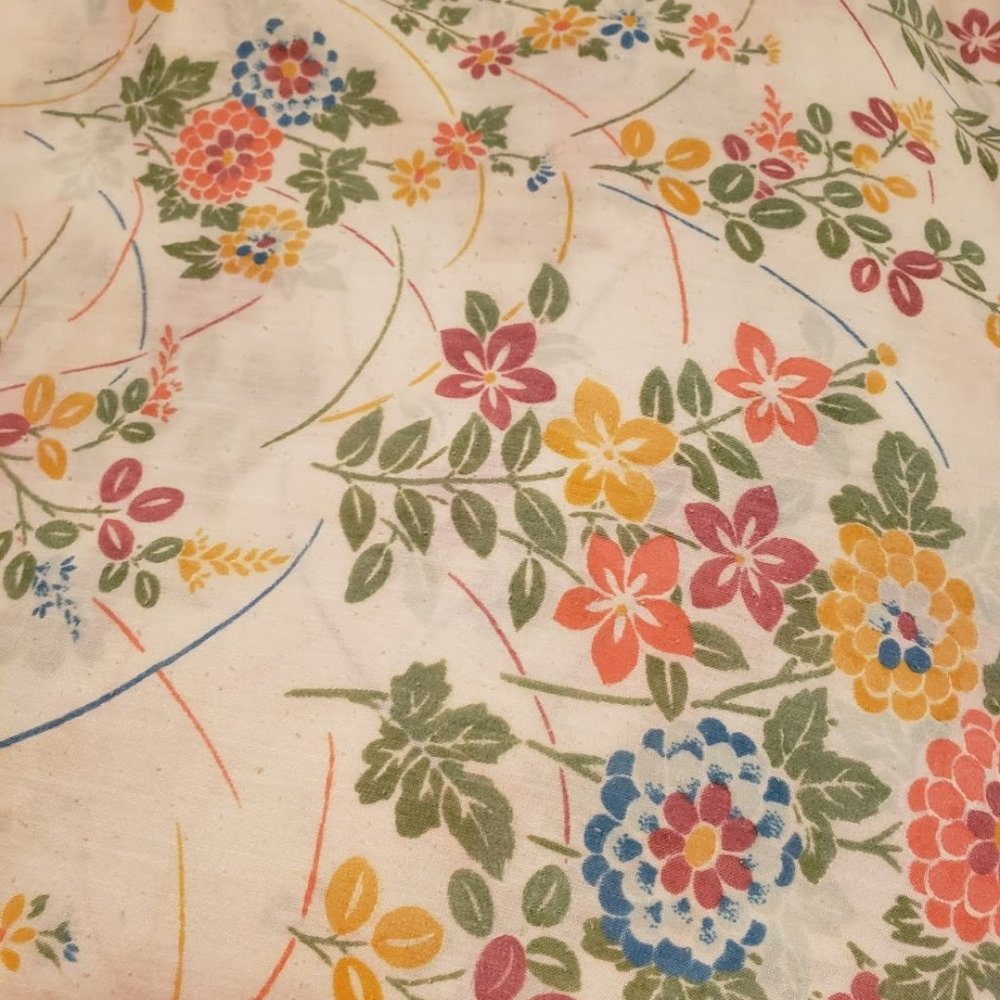 Vintage Yellow Floral Muslin Full Fitted Sheet MCM