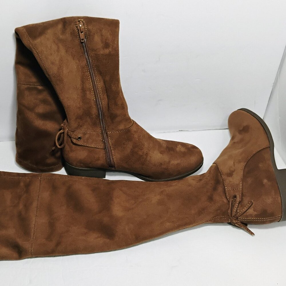 NEW Arizona Pines Over the Knee Boots Brown Faux Suede 8M AZ Jean Co