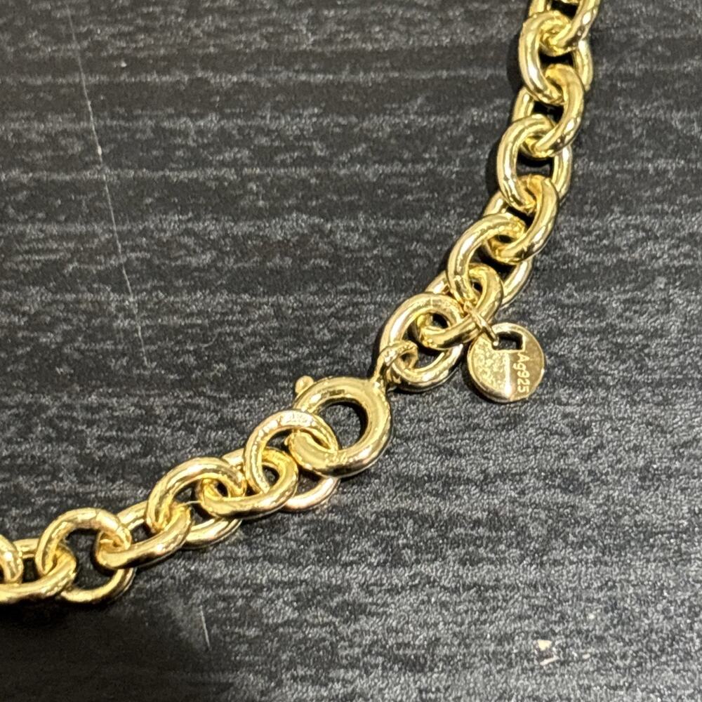 Michael Kors Gold Tone 925 Pave Heart Link MK Logo Sterling Silver Bracelet - Picture 6 of 9