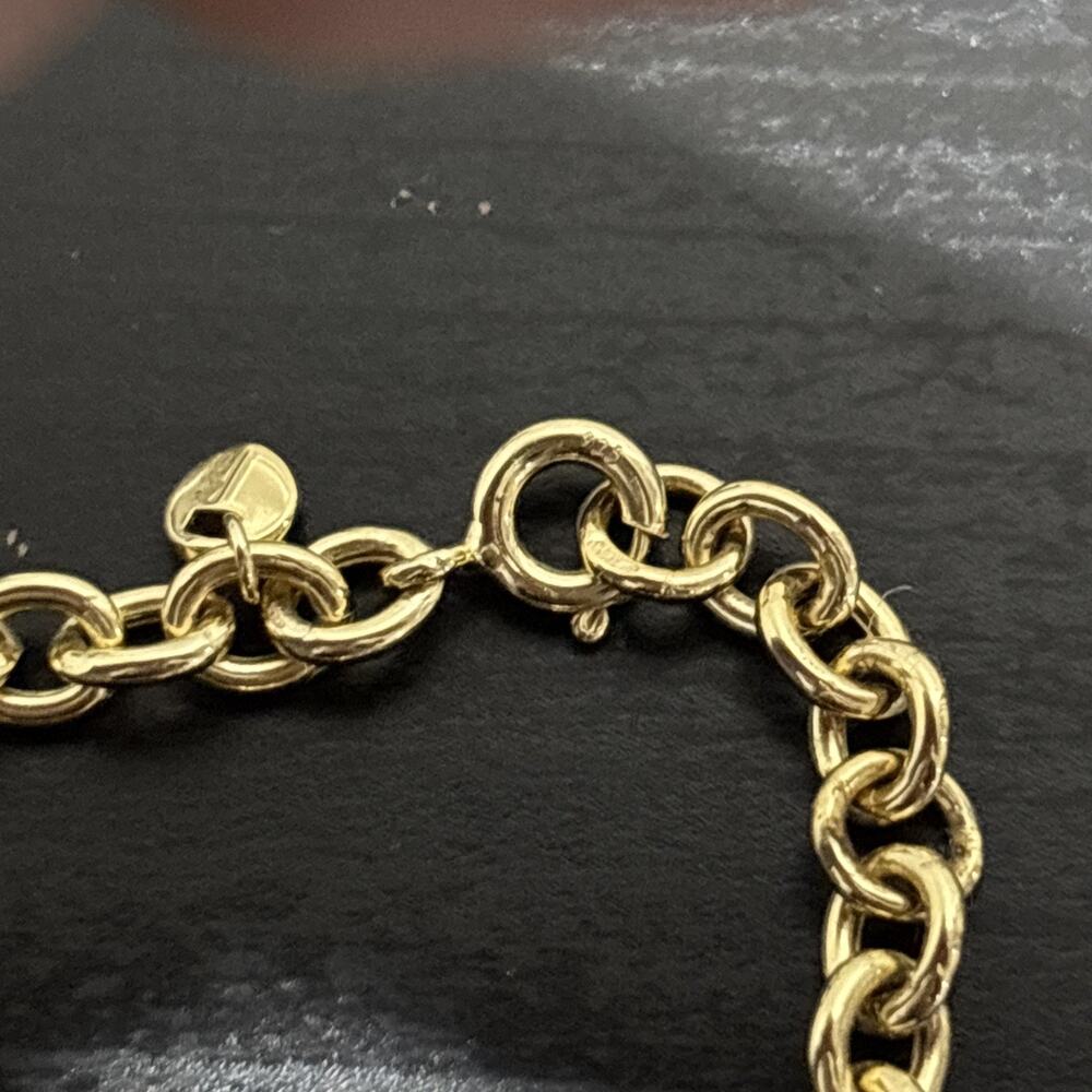 Michael Kors Gold Tone 925 Pave Heart Link MK Logo Sterling Silver Bracelet - Picture 7 of 9