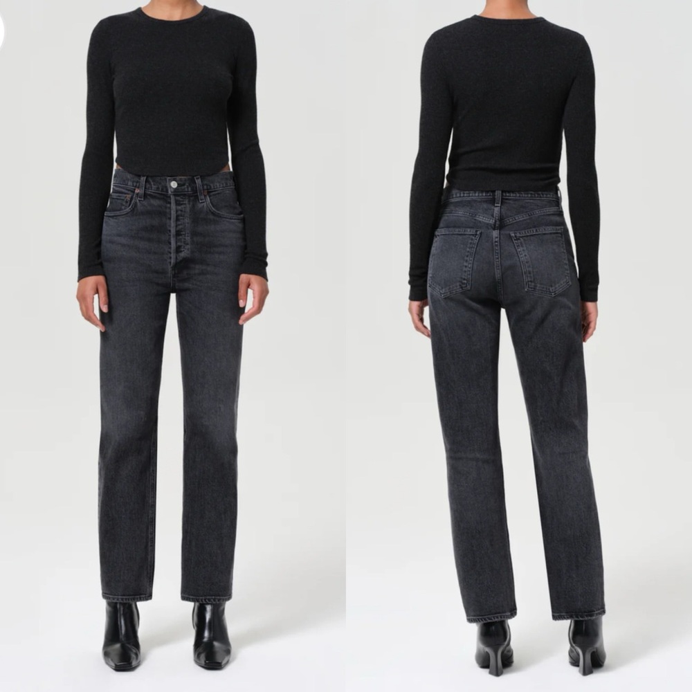 Agolde | 90’s Pinch Waist High Rise Straight Jean in Hitch Washed Black 24