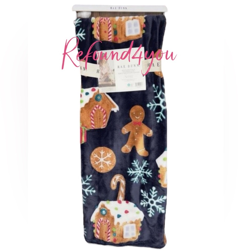 Rae Dunn - ‘Snowflakes & Cookies’ Plush Throw. 50” x 70”. NWT. Firm!