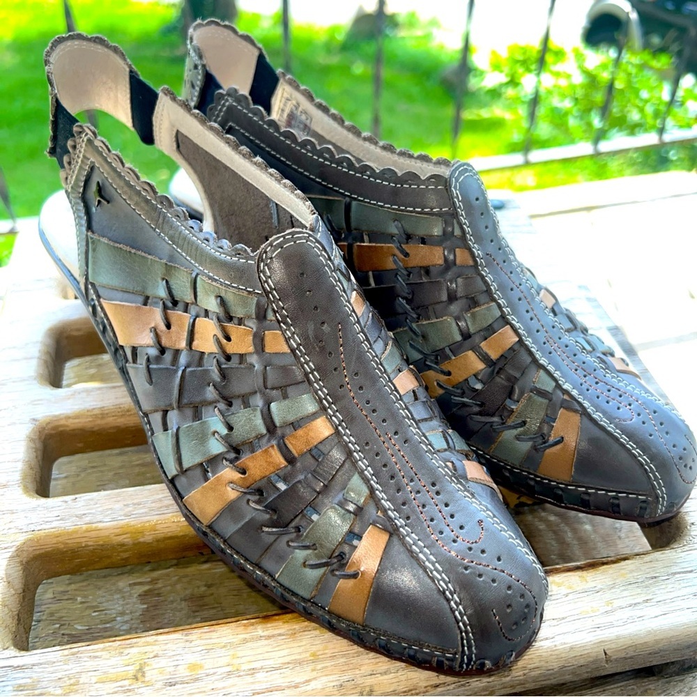Pikolinos Romana Heels Womens Sz. US 9.5 EU 40 Woven Closed Toe Shoes. EUC