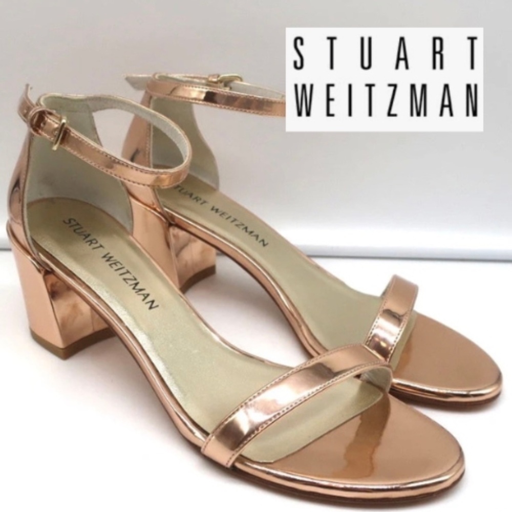 NWOT Stuart Weitzman Simply Rose Gold  sandal, 7.5 CB2502