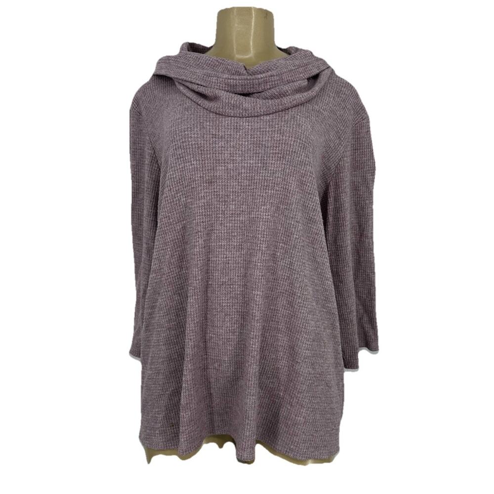 J. Jill XL Women Wearever Collection Mock Neck Top Waffle Knit 3/4 Sleeve C12v