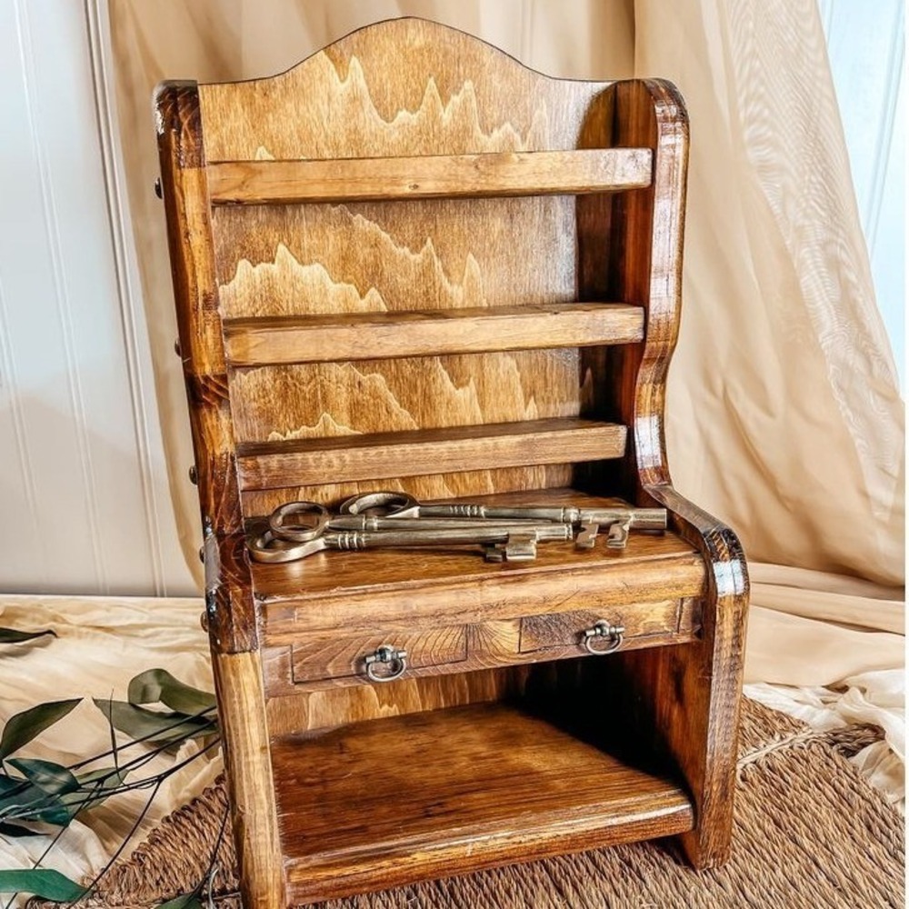 Hand crafted vintage wood curio
