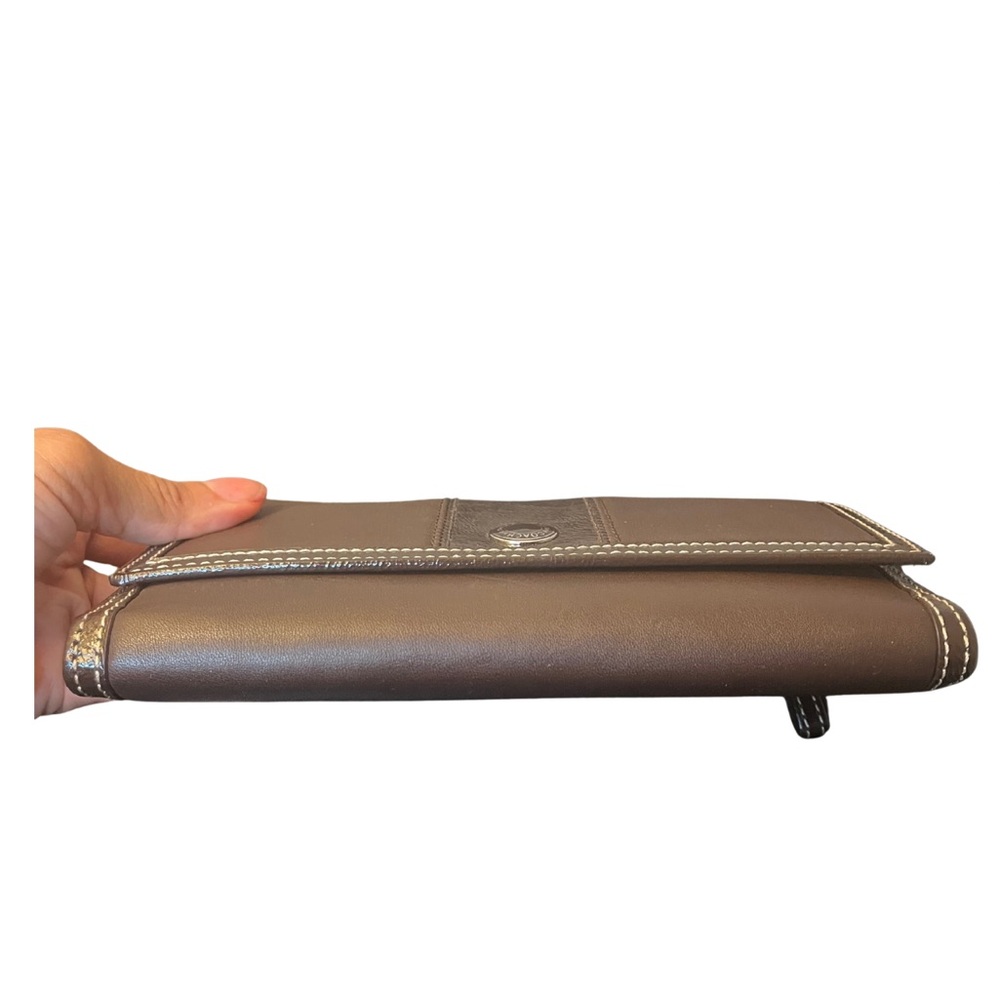 Coach SIS Brown Leather Checkbook Wallet - Picture 9 of 16